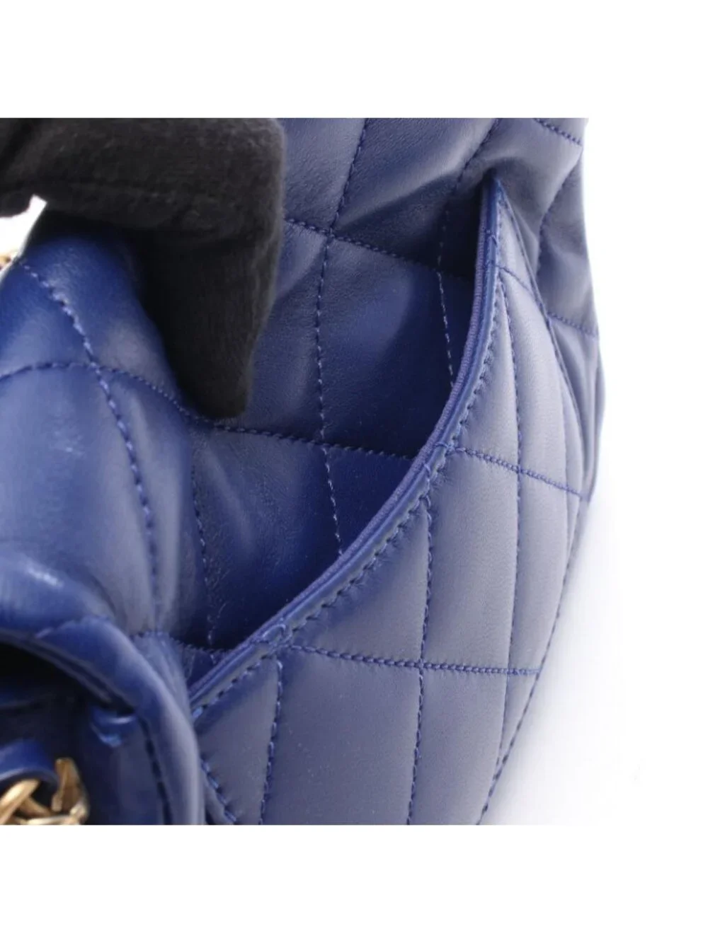 Chanel Shoulder Bag Quilted Mini Blue Lambskin Mini Chain